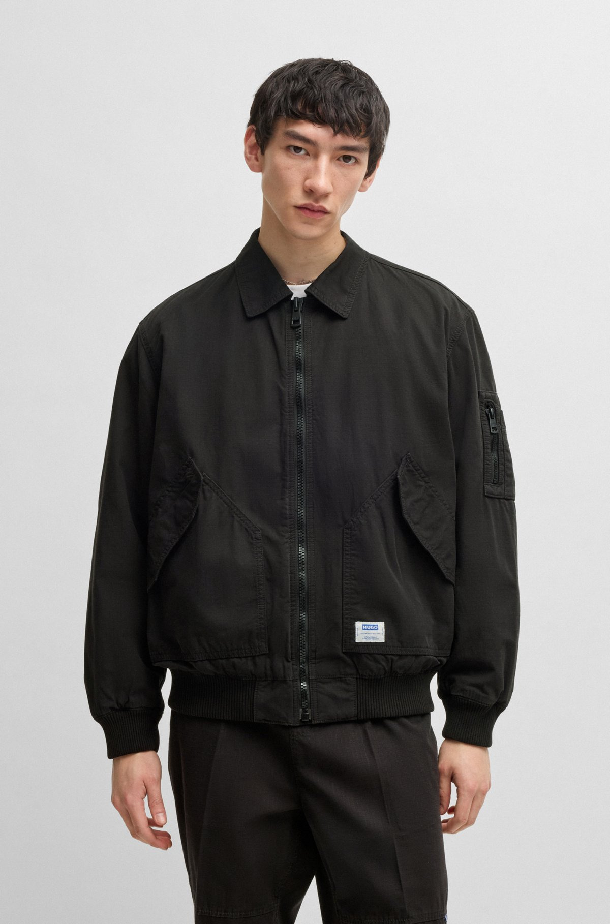COTTON-RIPSTOP FLIGHT JACKET WITH LOGO LABEL - 2
