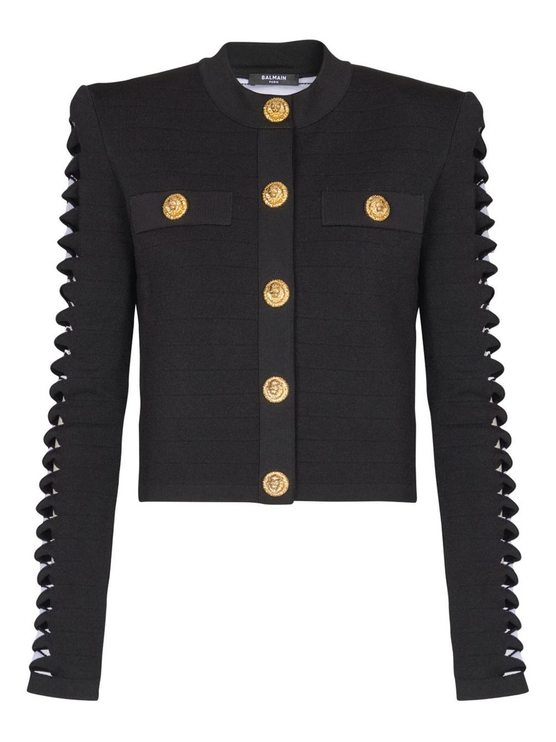 cut-out sleeve buttoned cardigan 1