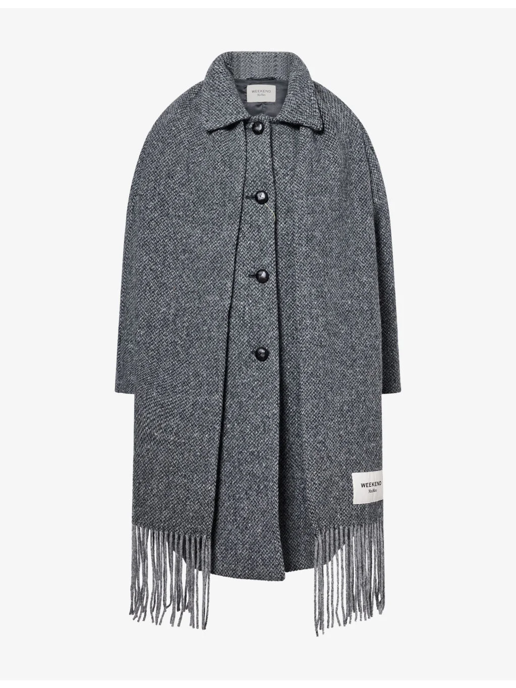 Scarf-Detail Tweed Wool-Blend Coat - 1
