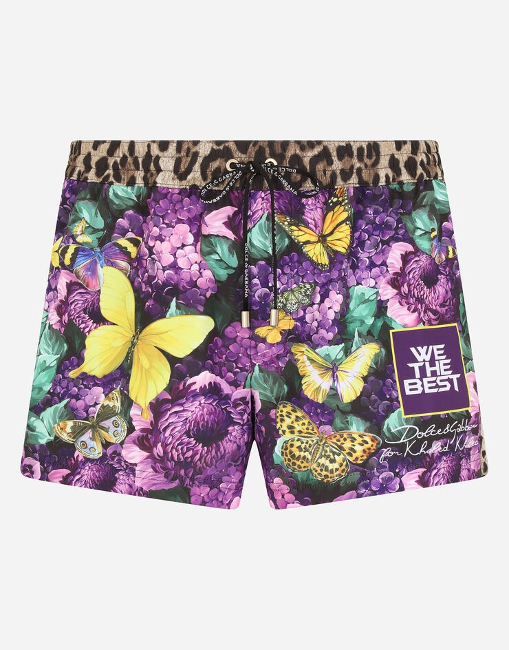 Short swim trunks with butterfly print - 1