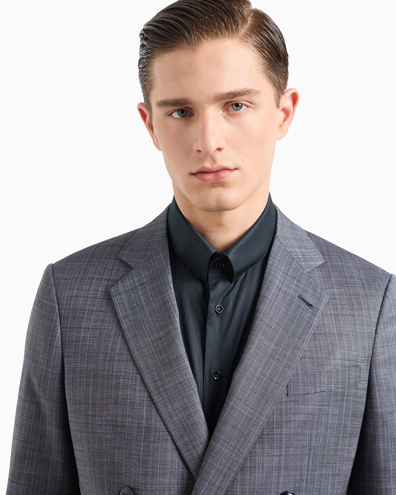 Soho line double-breasted check suit in virgin wool 6