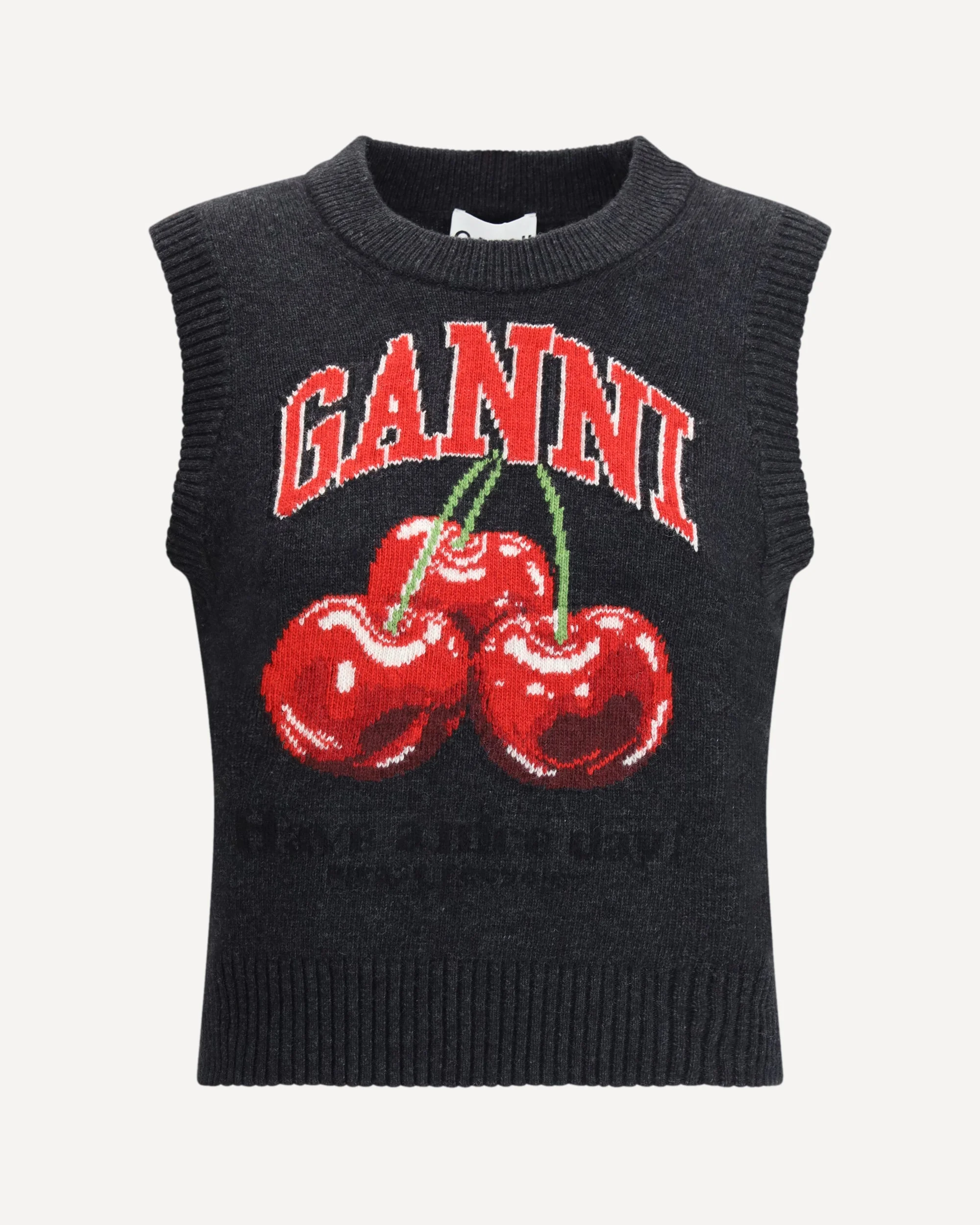 Wool Vest with graphic cherries - 1