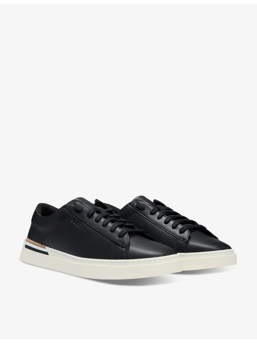 Signature-stripe logo cupsole leather trainers - 3