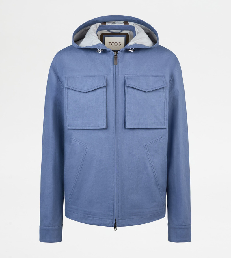 JACKET IN LINEN WITH HOOD - BLUE 1