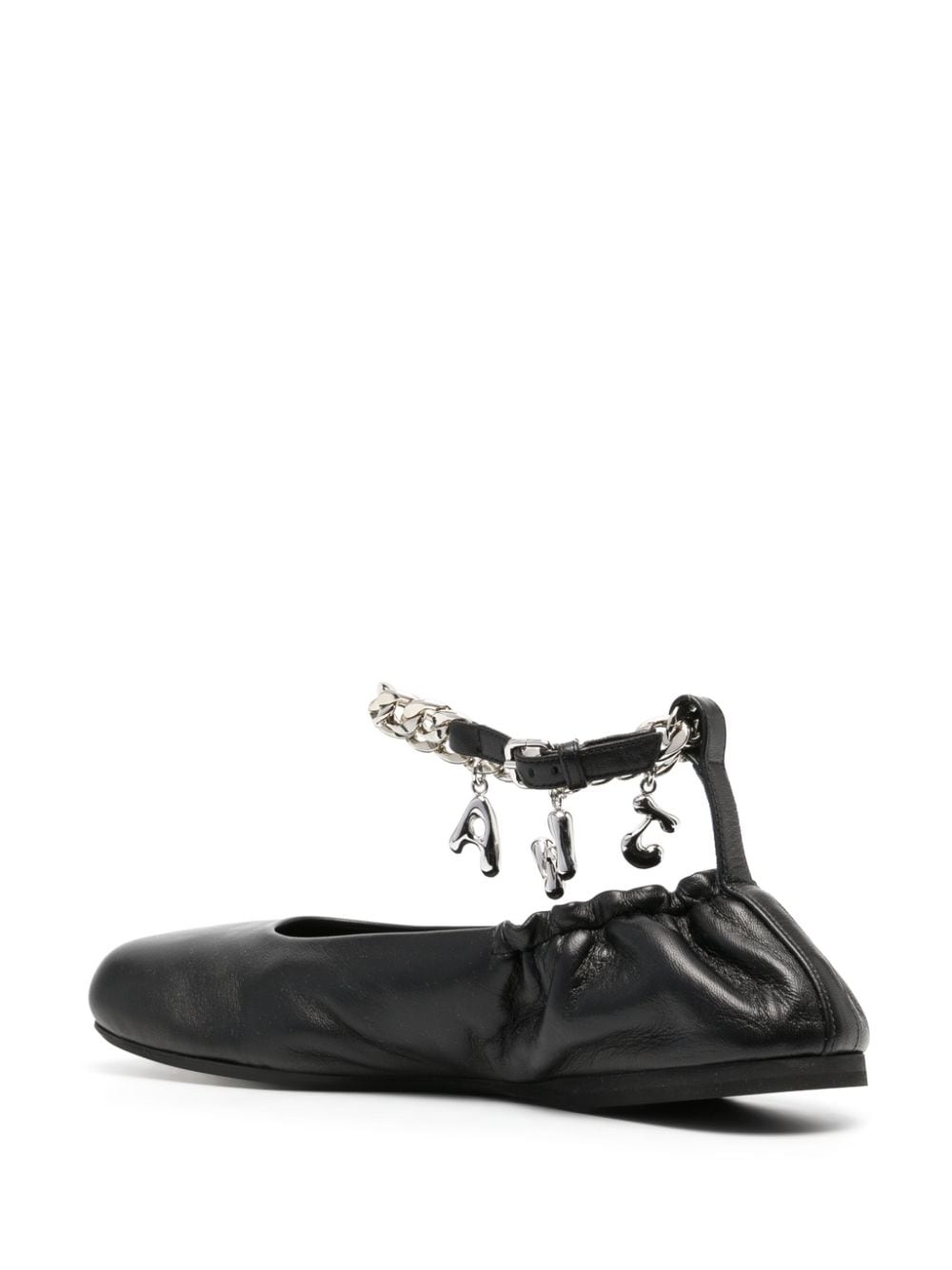 logo-charm leather ballerina shoes - 3