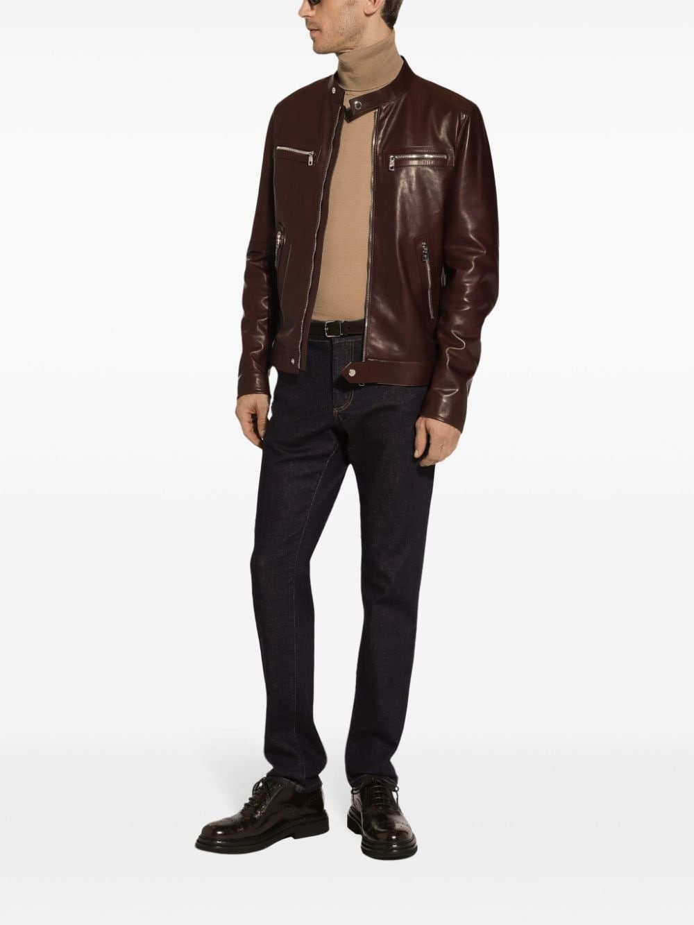 leather biker jacket - 3