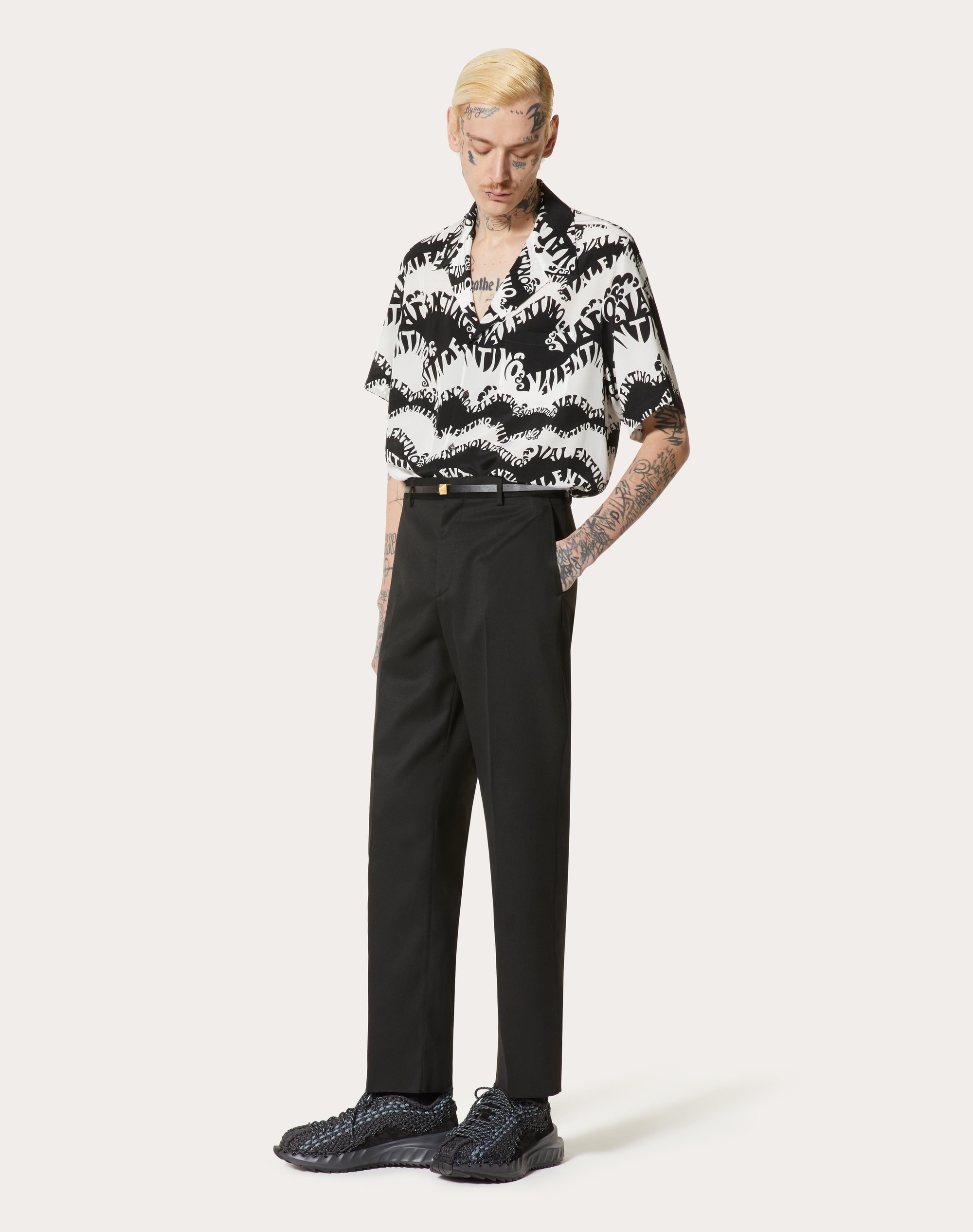 SILK BOWLING SHIRT WITH WAVES VALENTINO ARCHIVE 1970 PRINT - 2