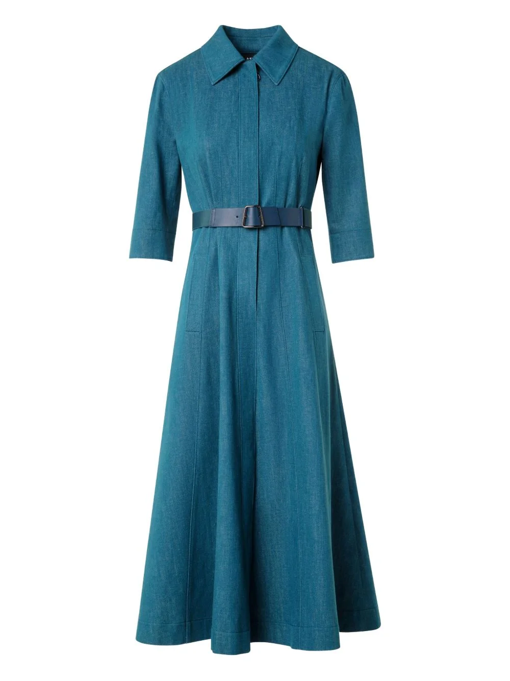 belted collared midi dress - 1