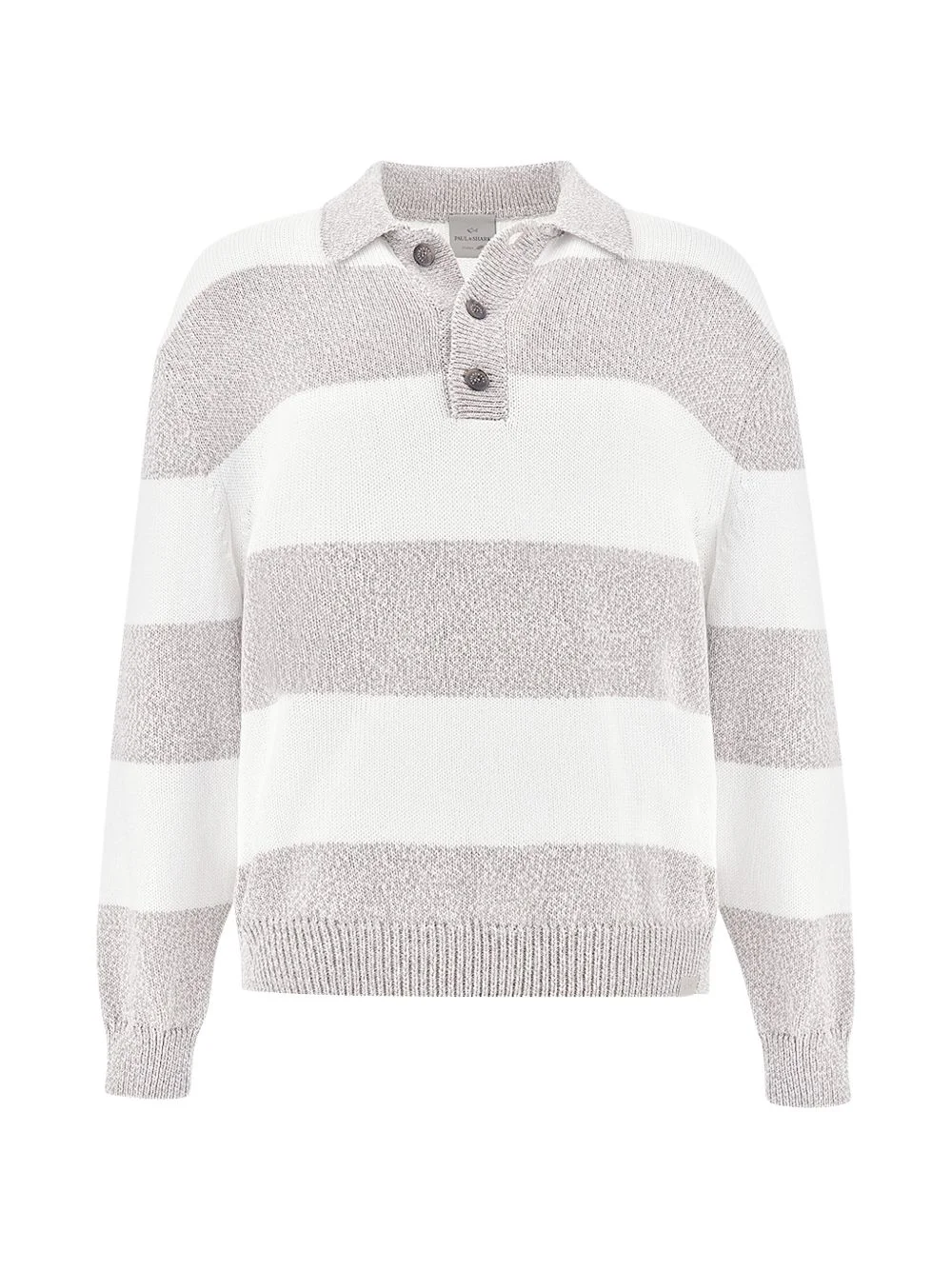 striped knit polo shirt - 1