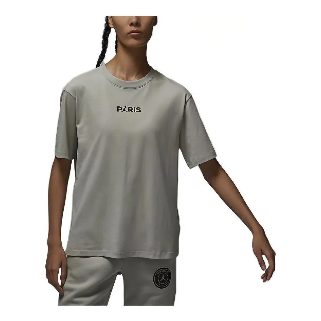(WMNS) Air Jordan x PSG Paris T-Shirt 'Grey' DZ3261-230 - 1