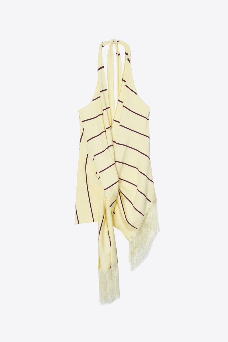 Draped Stripe Halter Top with Fringe 7