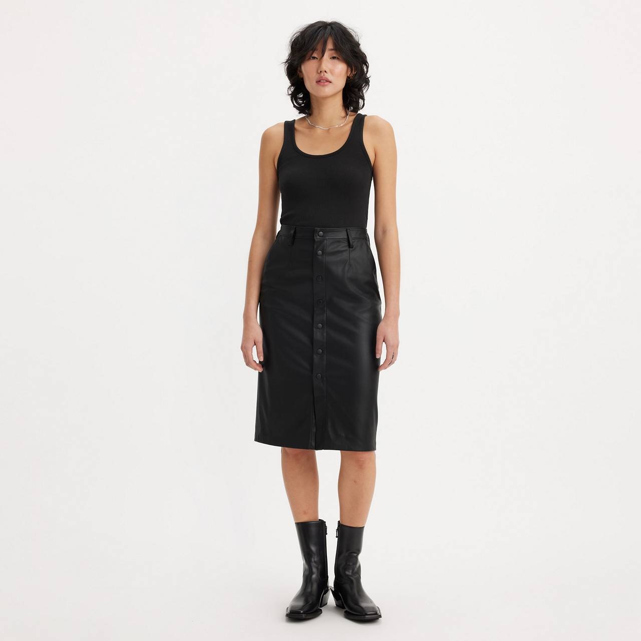 FAUX LEATHER ICON PENCIL SKIRT - 2