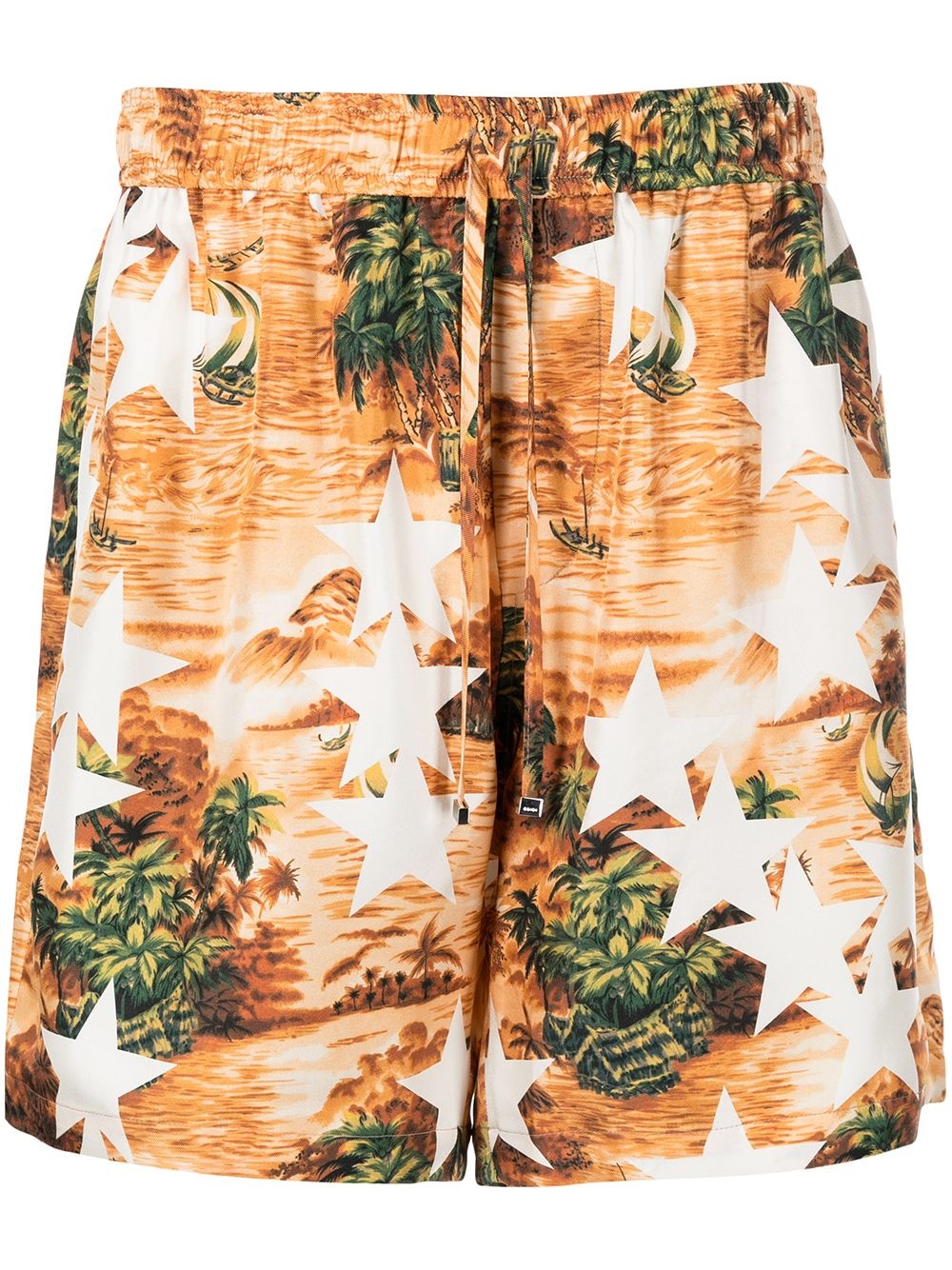 silk graphic-print Bermuda shorts - 1