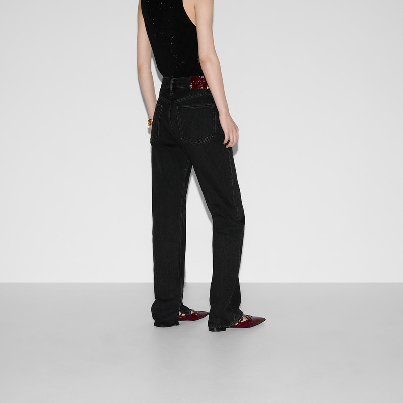 Straight denim pant with laser detail 4