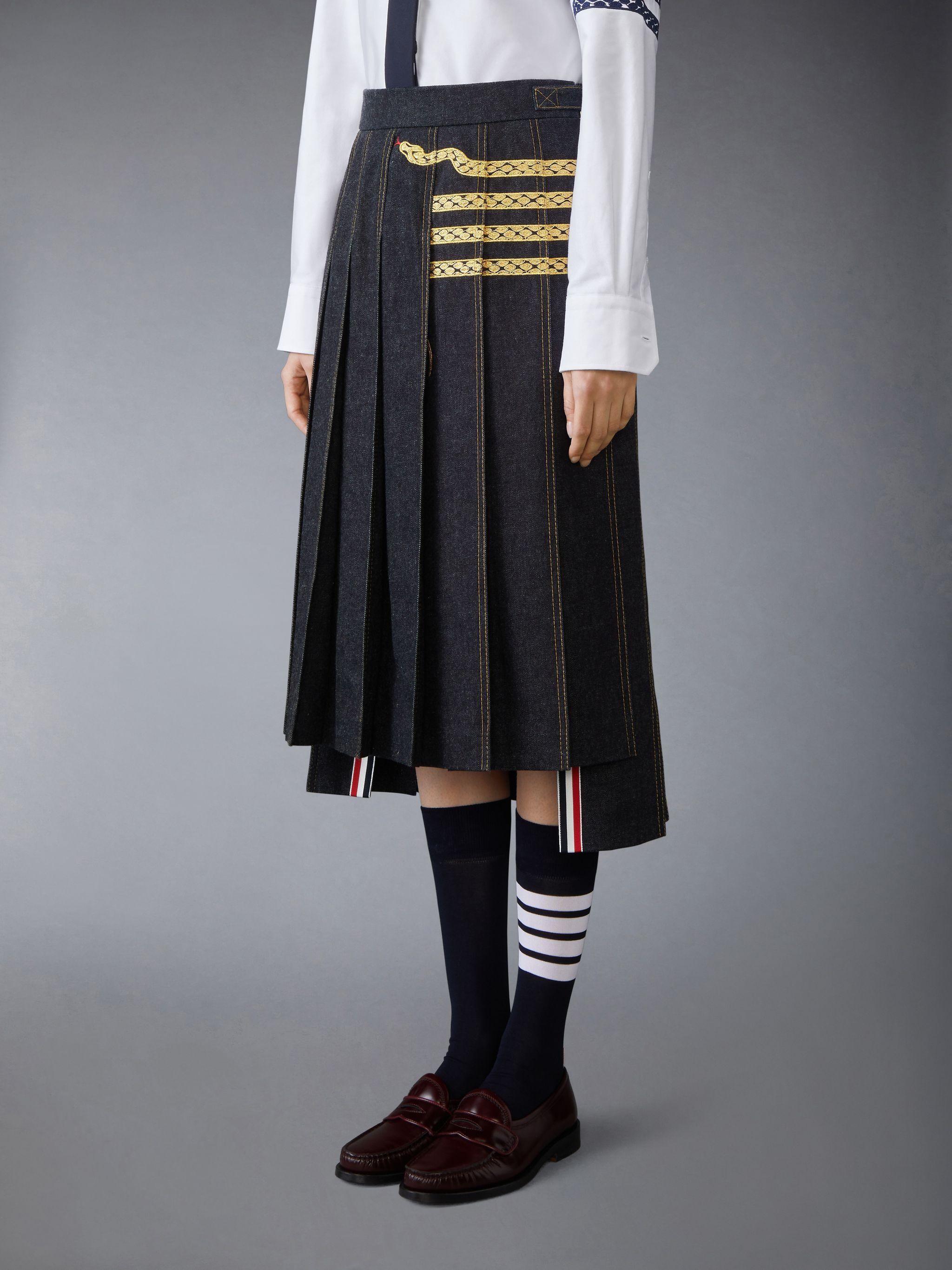LUNAR NEW YEAR DENIM PLEATED SKIRT - 2