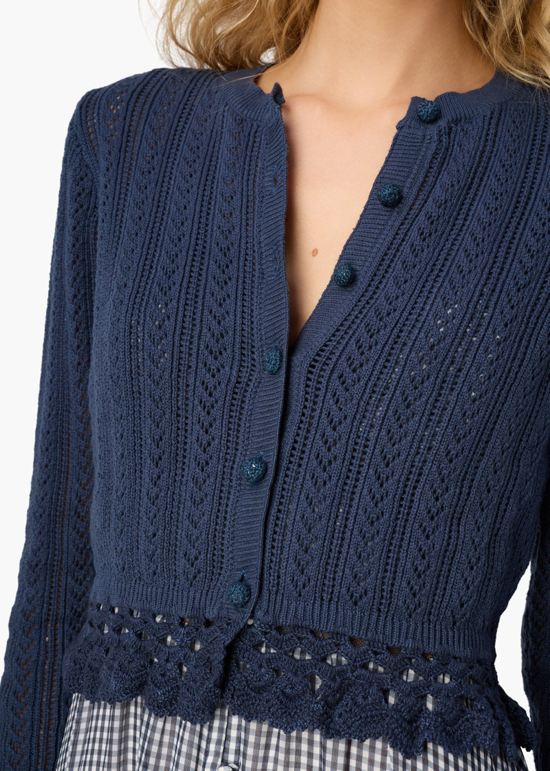 LILIBETH POINTELLE CARDIGAN MOODY BLUE 3