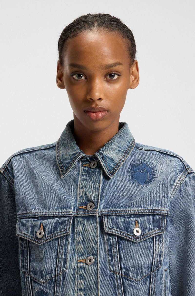 RELAXED-FIT DENIM JACKET WITH EMBROIDERED MOTIFS 5