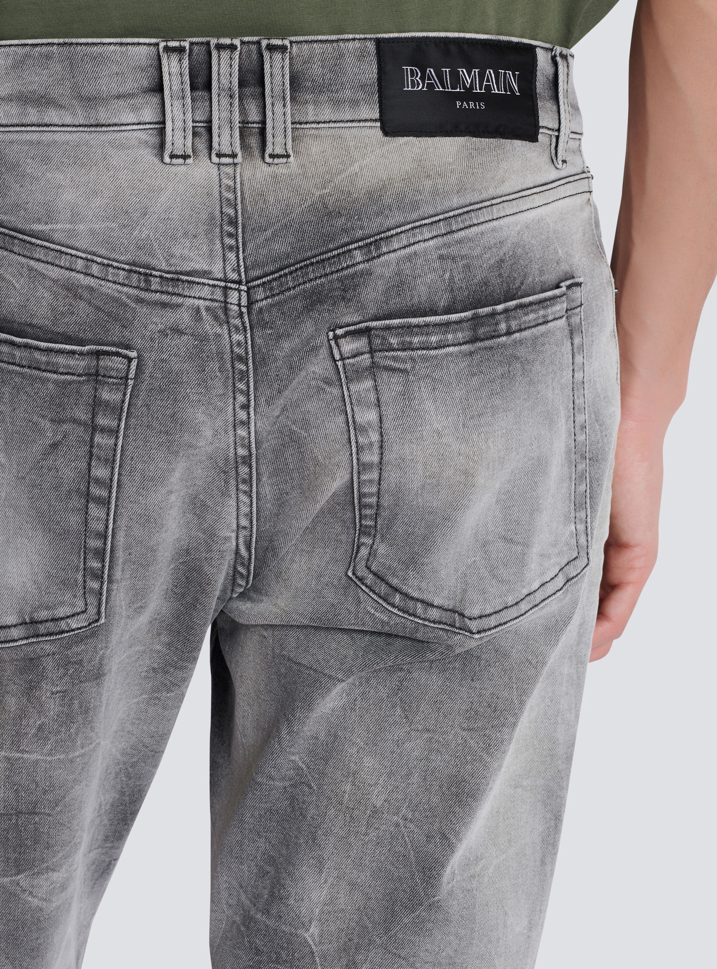 Grey denim regular-fit jeans - 6