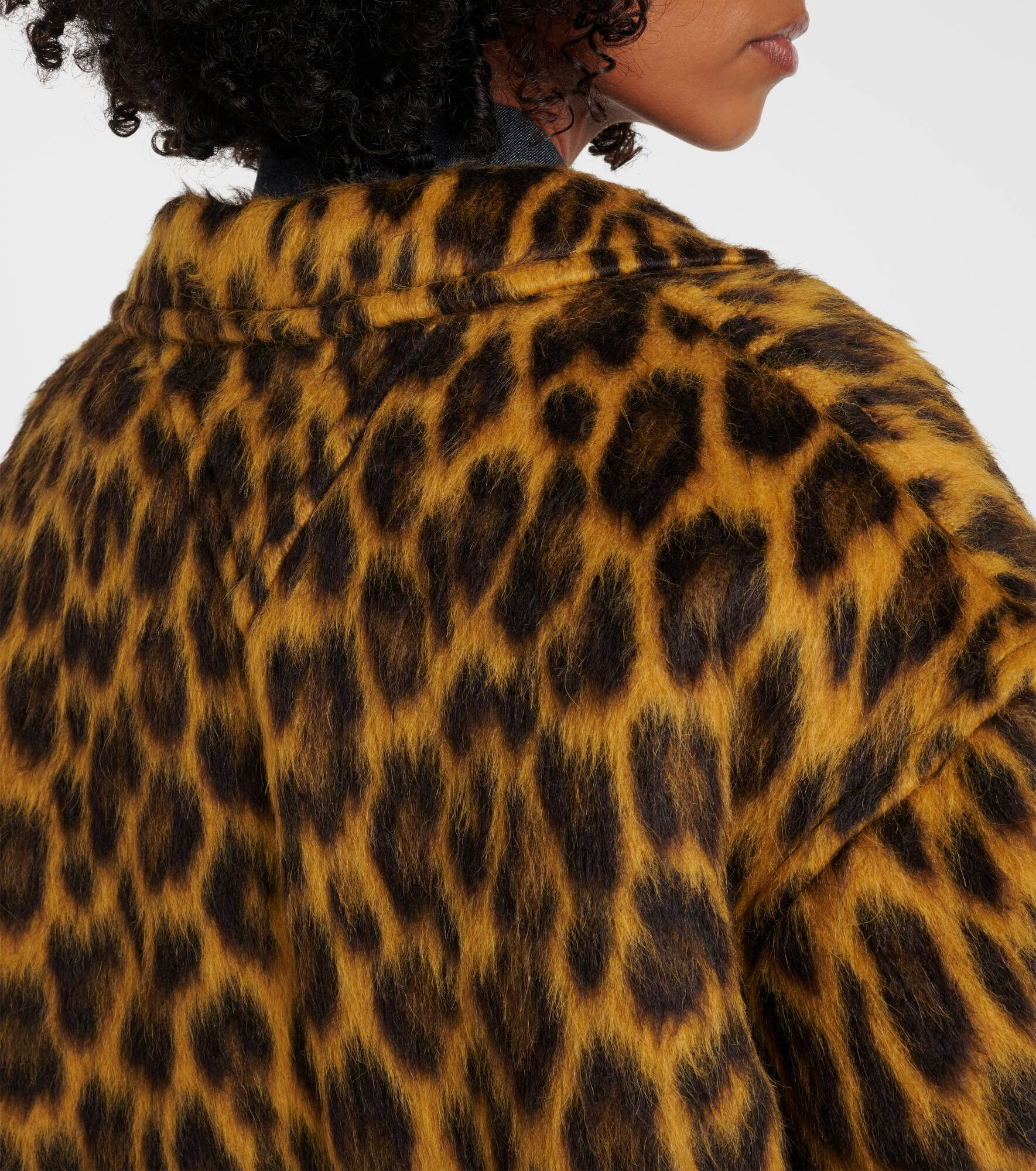 Leopard-print alpaca, wool, and silk coat - 5