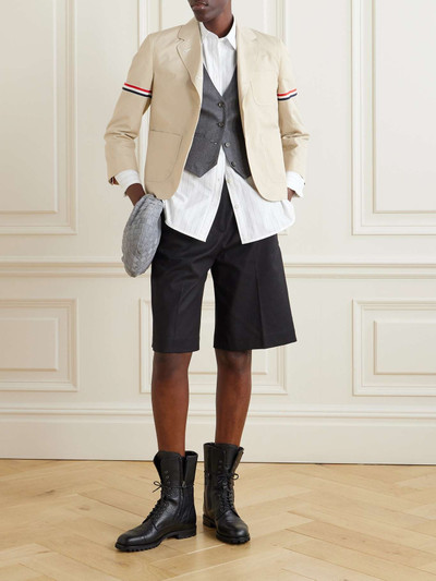 Thom Browne Cropped striped grosgrain-trimmed canvas blazer outlook
