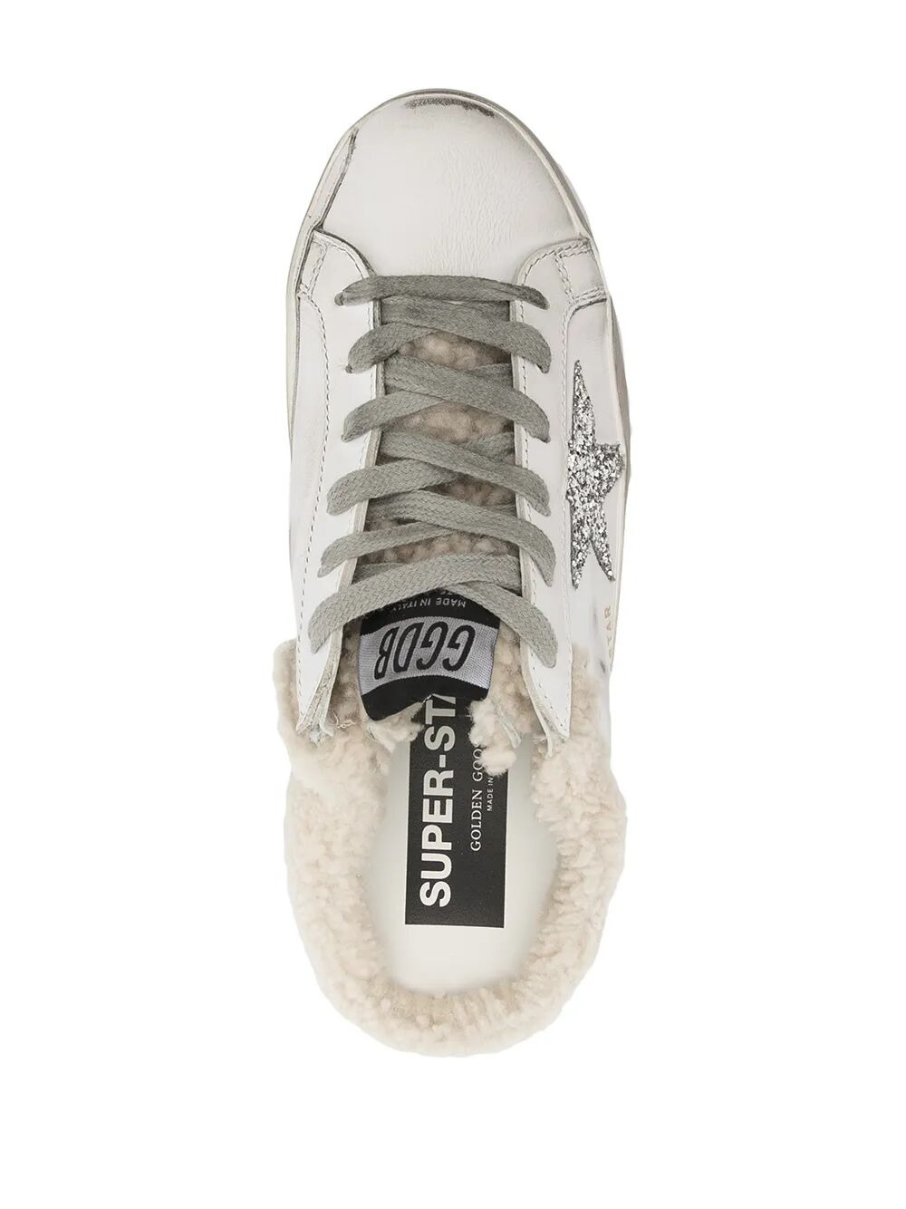 Golden Goose Women "Super Star" Sabot Leather Upper Glitter Star Shearling Lining - 4