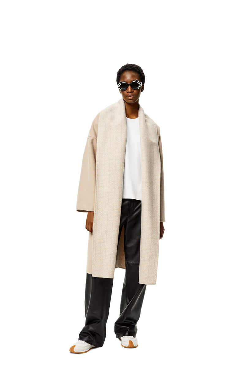 Loewe Anagram jacquard belted coat in wool outlook