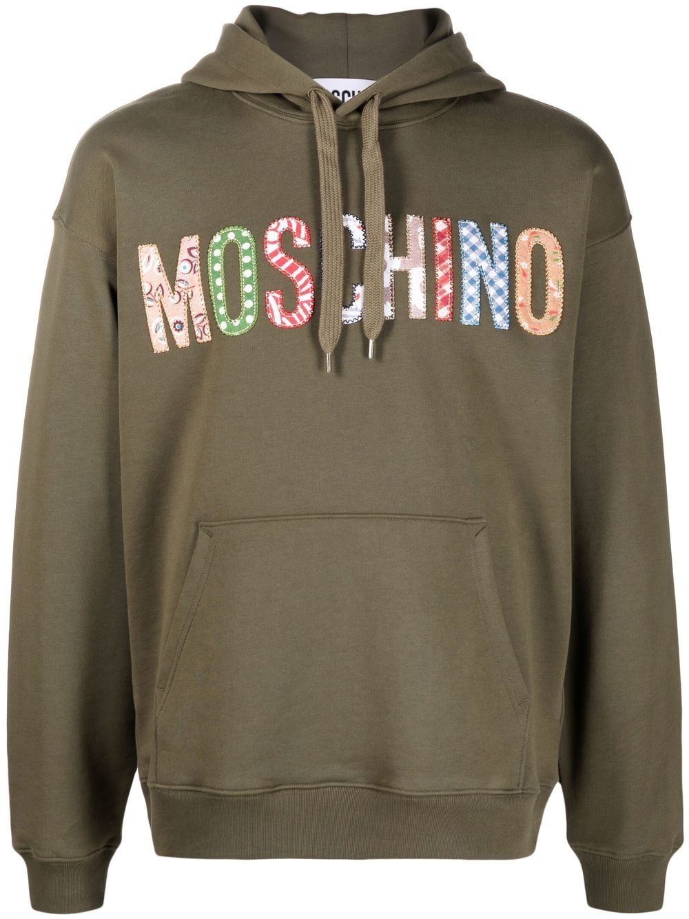 patchwork-logo drawstring hoodie - 1