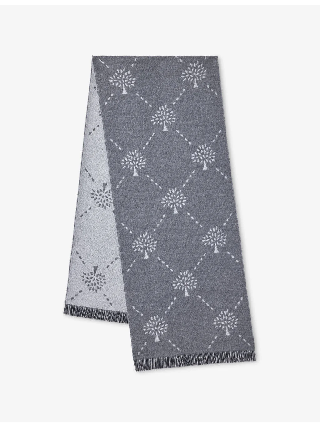 Mulberry Diamond Tree Jacquard Wool Scarf - 1