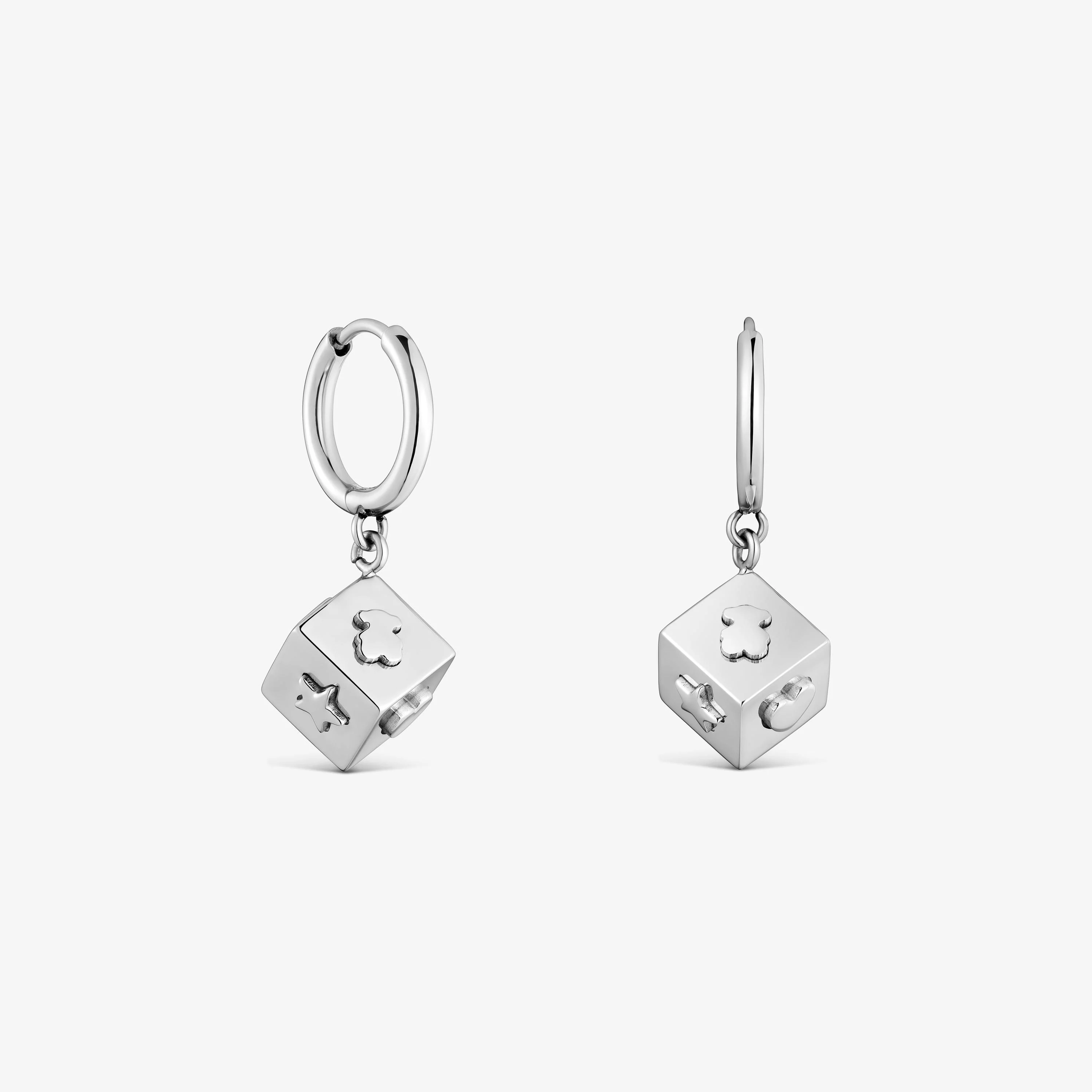 Steel Hoop earrings with cube charm TOUS Charming - 1