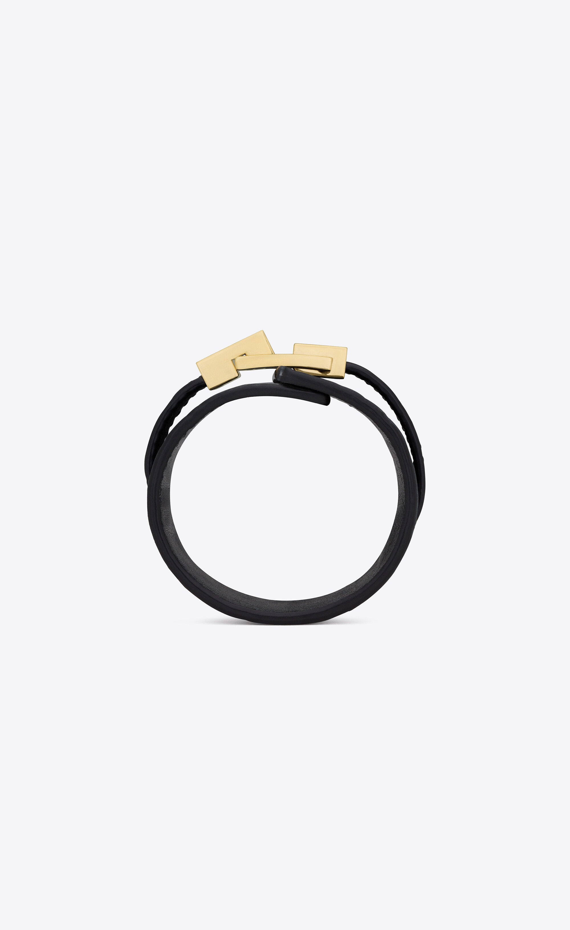 le carré large bracelet in crocodile-embossed leather and metal - 2