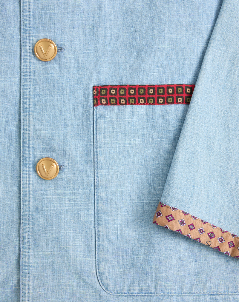VALENTINO DENIM SAFARI JACKET WITH PRINTED EDGES 7