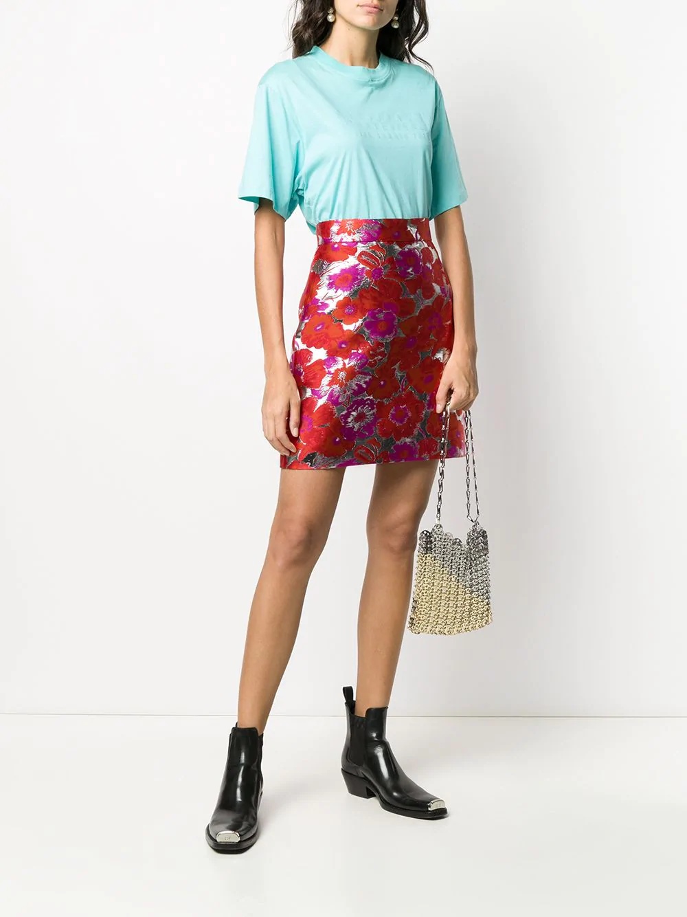 metallic floral-jacquard skirt - 2