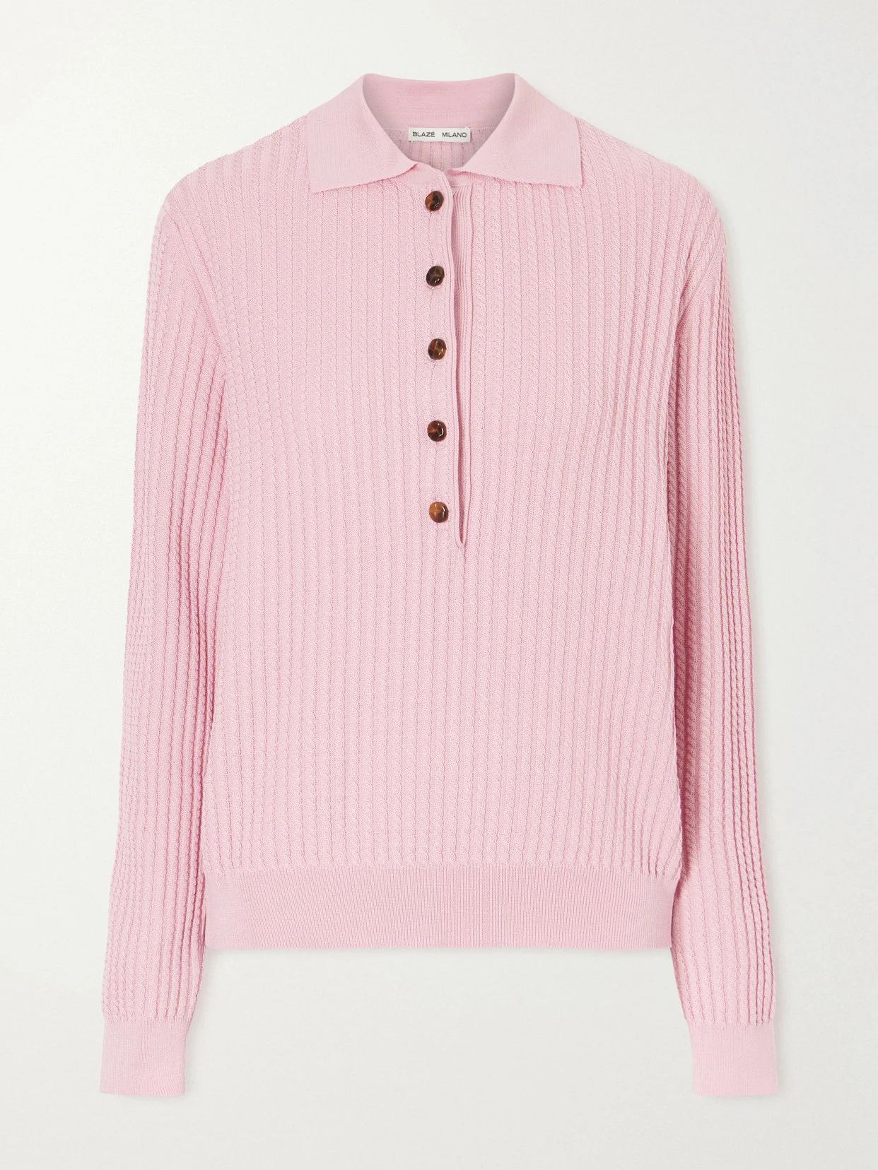 Alegria Cable-knit Silk And Cotton-blend Polo Sweater - 1