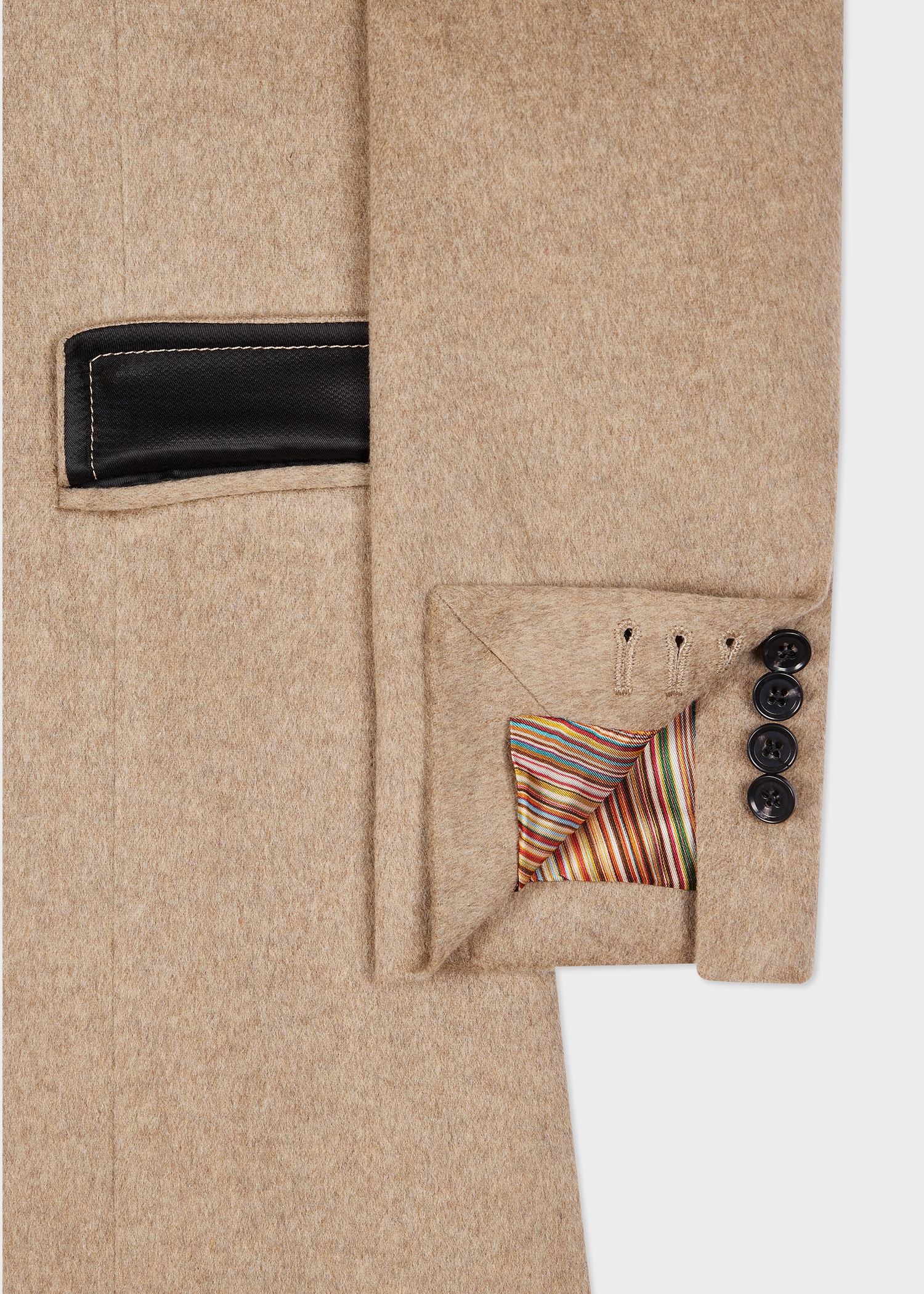 Women's Oatmeal Wool-Cashmere Blend Double-Breasted Coat - 3