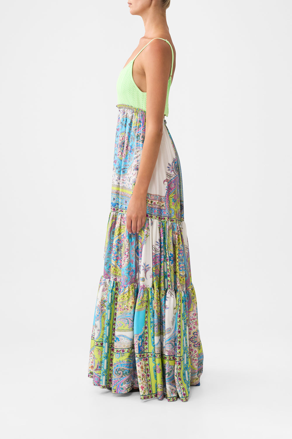 LONG DRESS WITH KNIT FRONT BODICE - 4