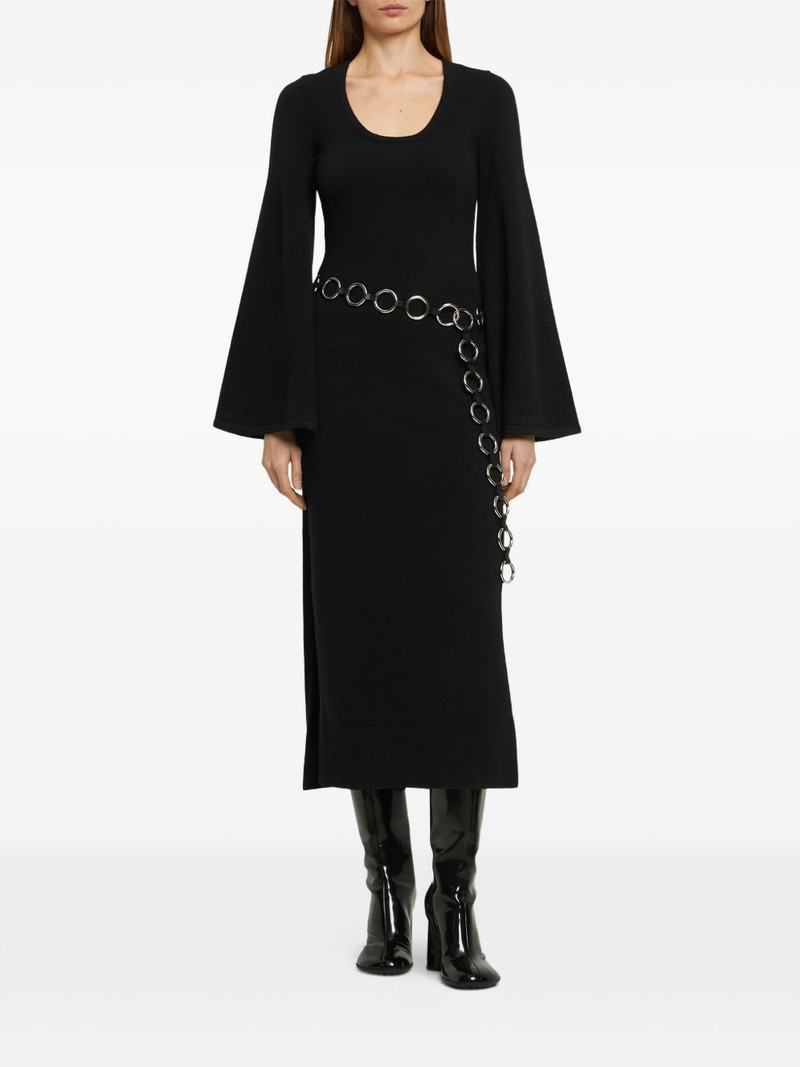 bell-sleeve belted midi dress 1