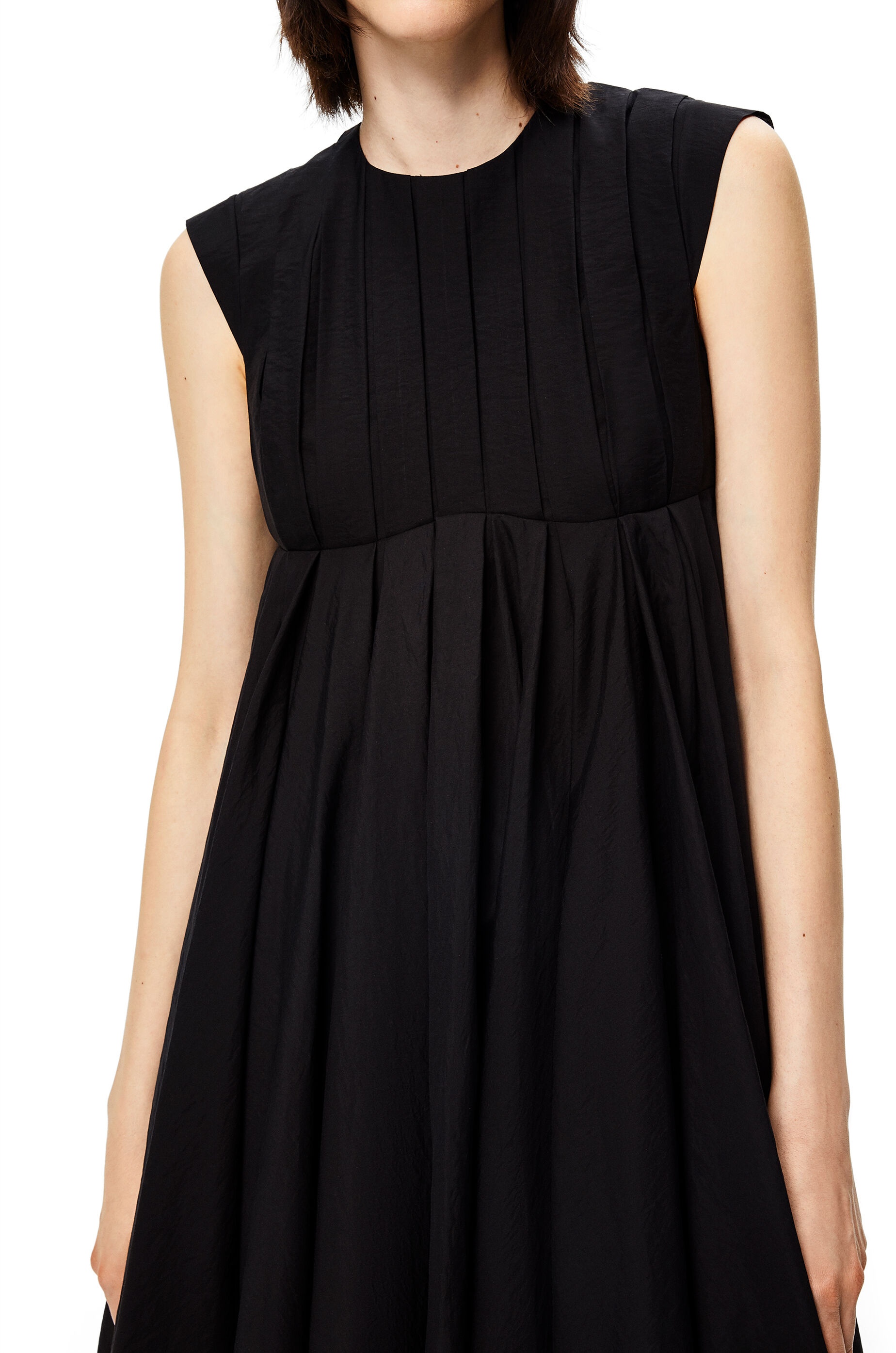 Pleated midi dress in cotton - 4