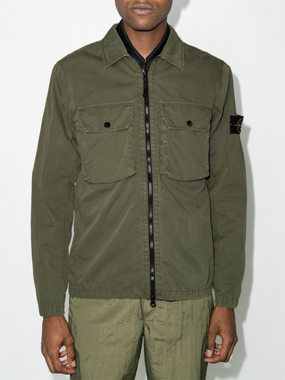 Stone Island logo-patch shirt jacket outlook