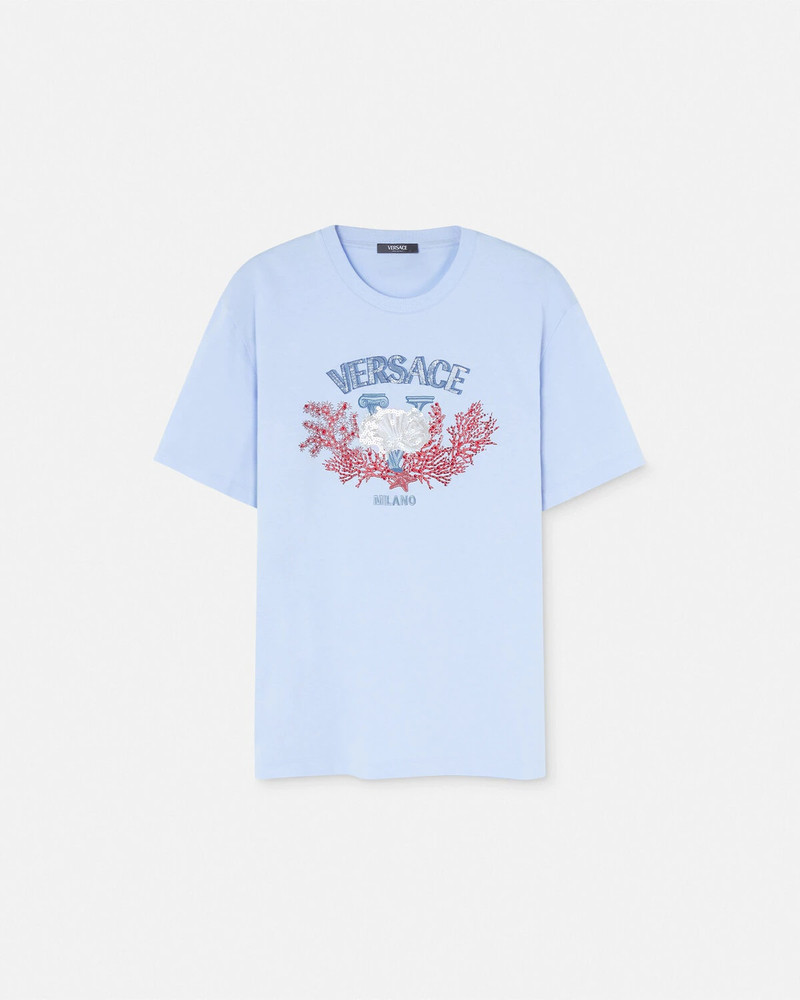 Embroidered University Coral T-Shirt - 1