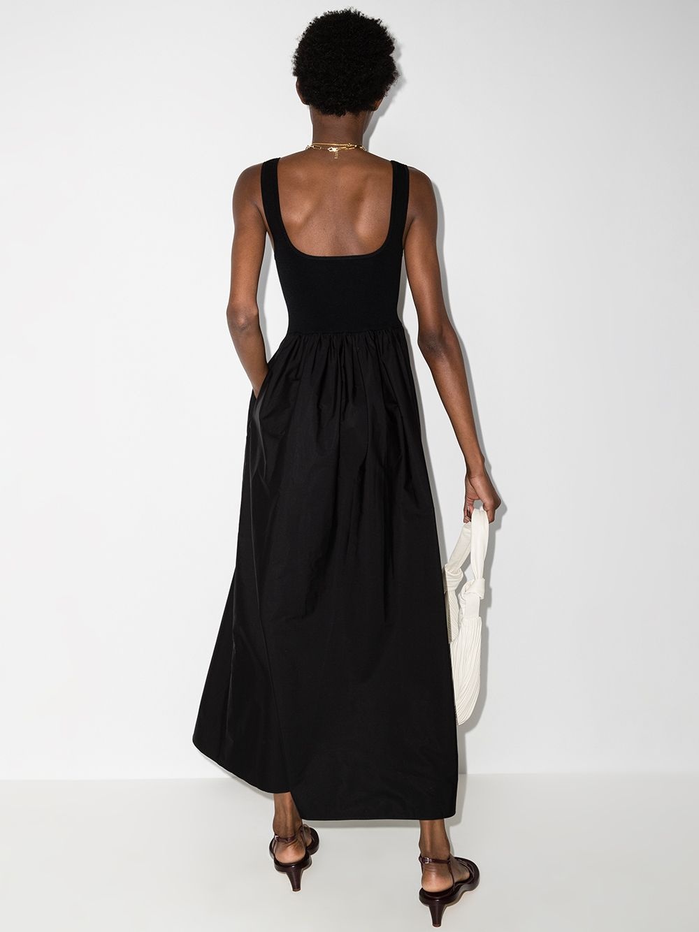 gathered-waist sleeveless maxi dress - 3