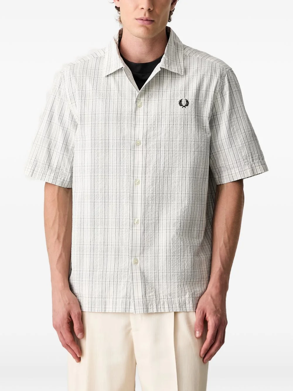 check-print short-sleeve shirt - 1