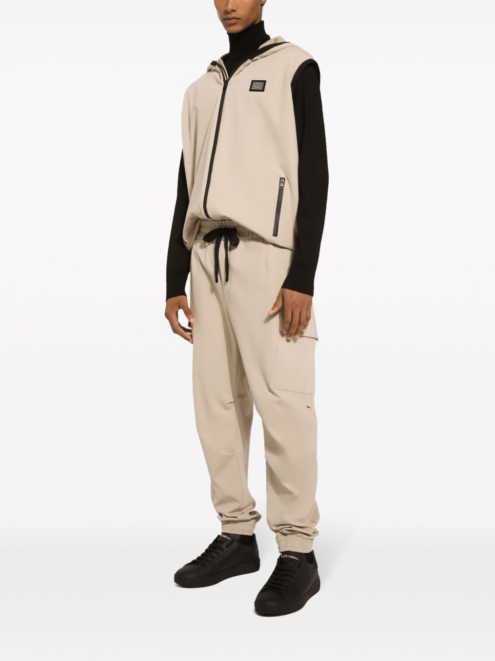 logo-plaque hooded gilet - 2