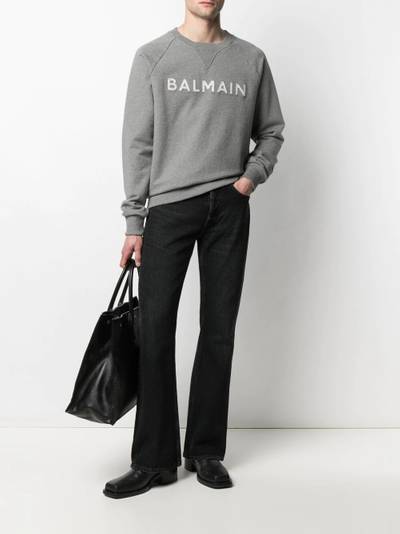 Balmain logo-print cotton sweatshirt outlook