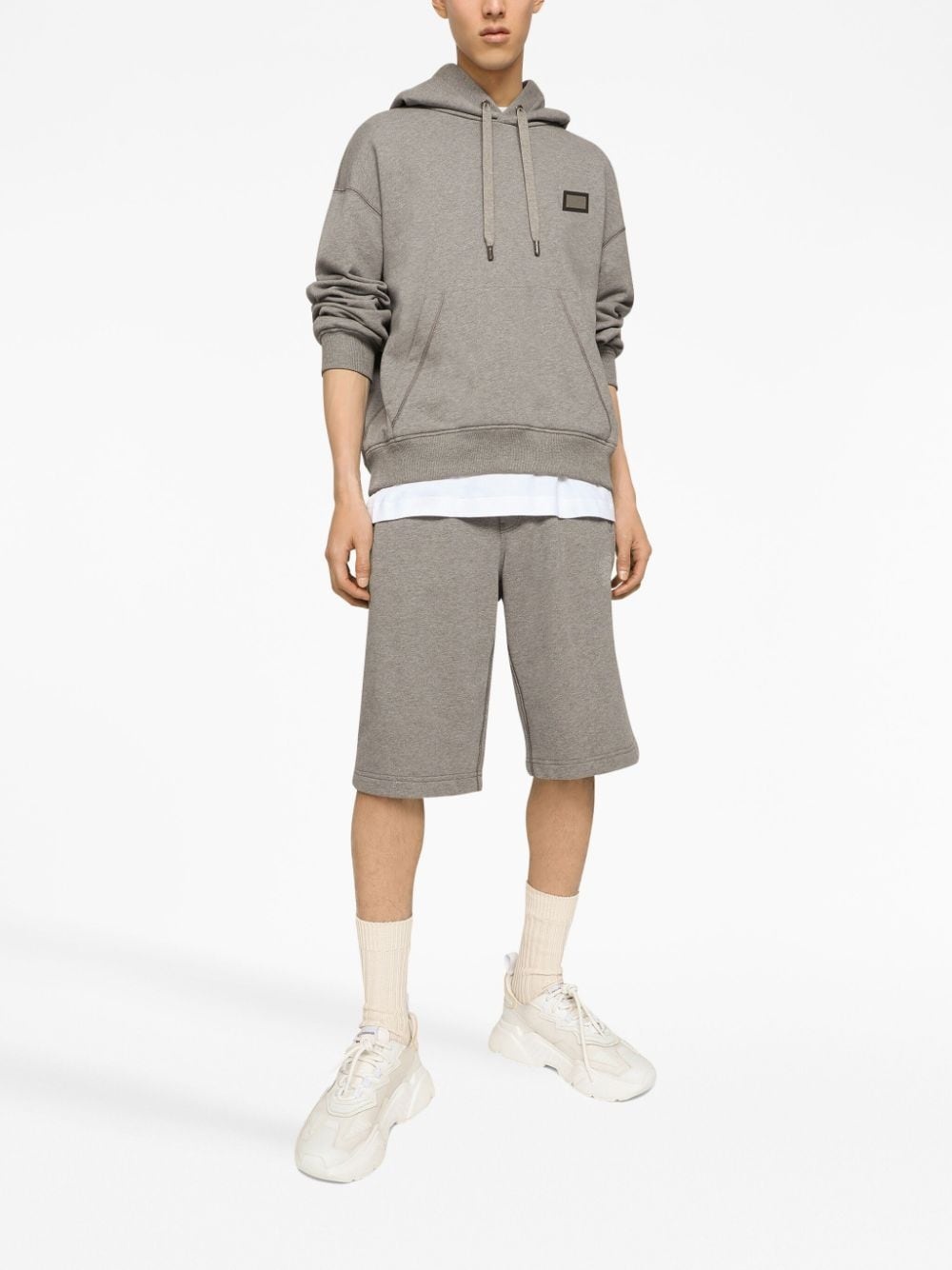 logo-patch cotton hoodie - 2