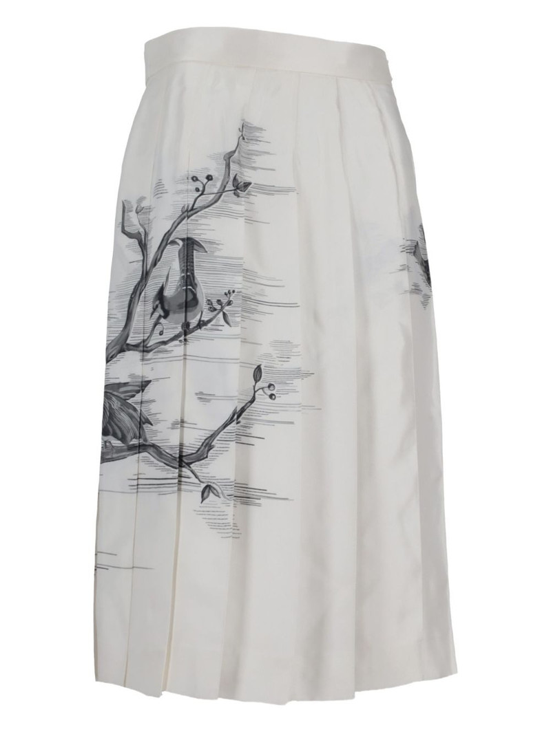 pleated bird-print midi skirt 4