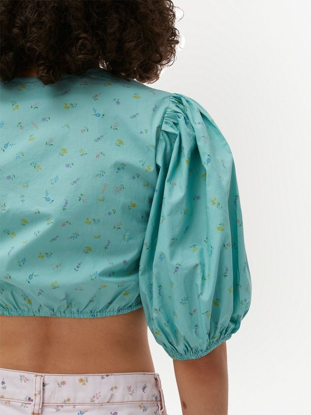 puff-sleeve cropped blouse - 5