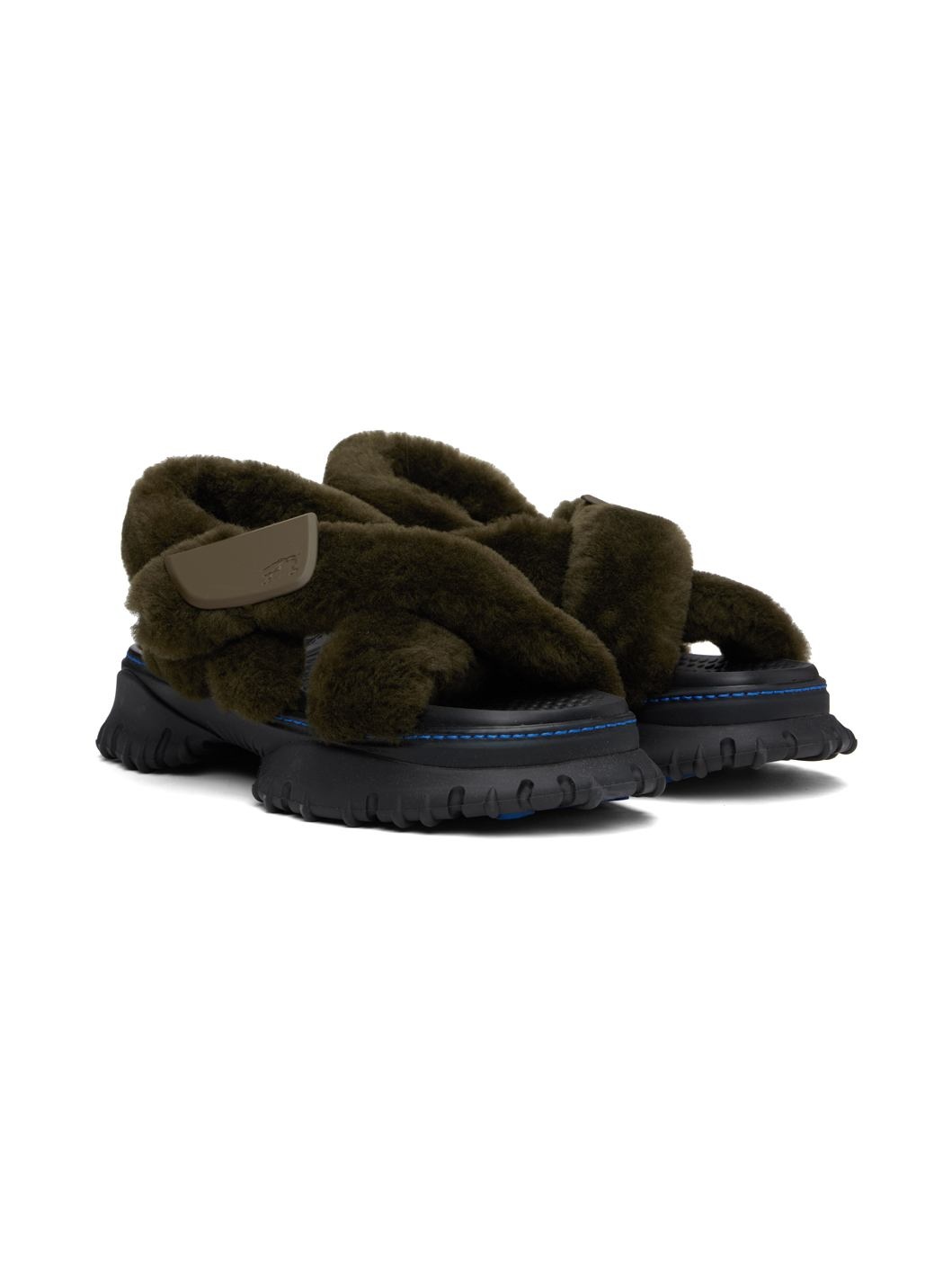 Green Shearling Pebble Sandals - 4
