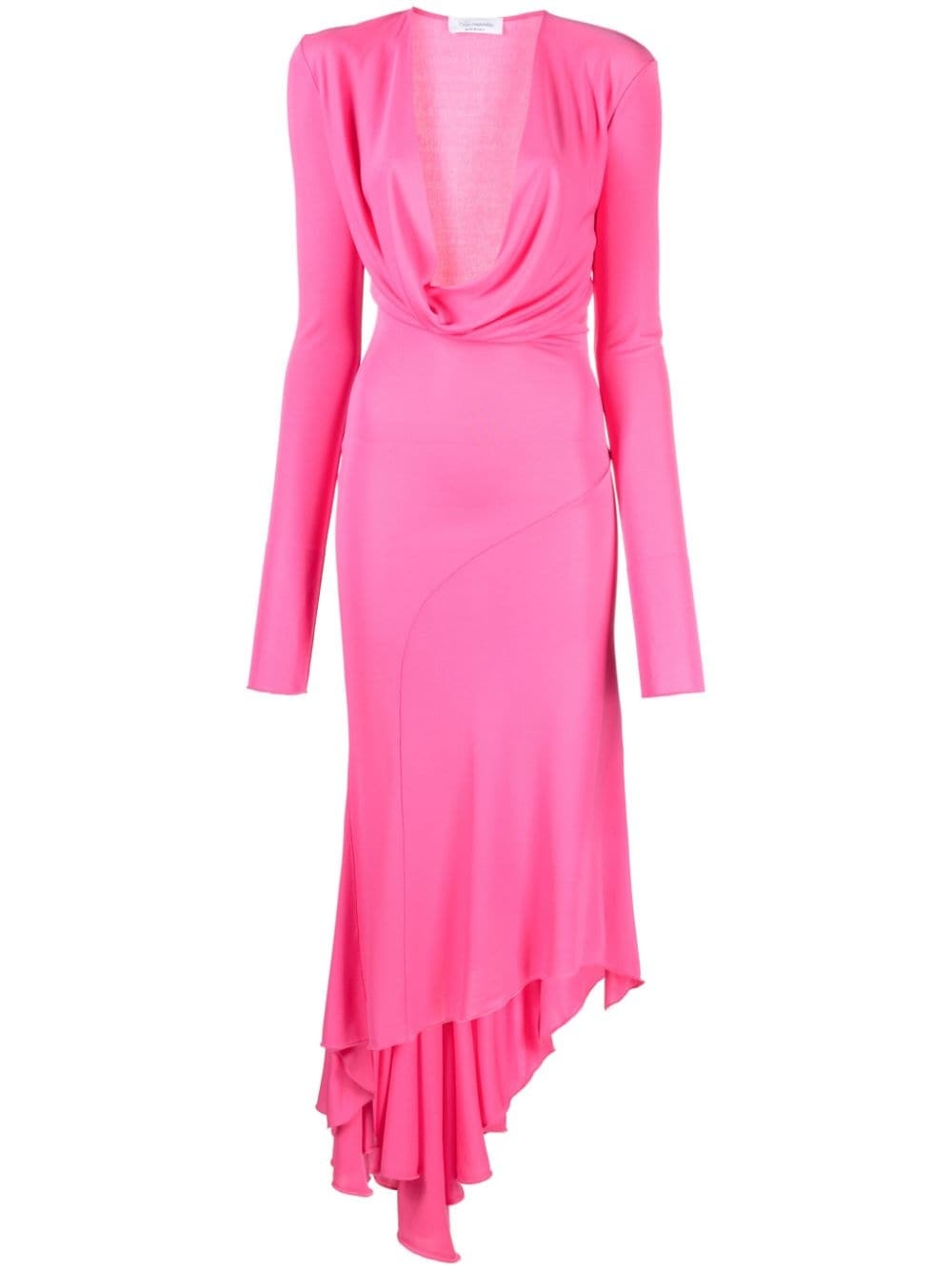 plunging U-neck asymetric dress - 1