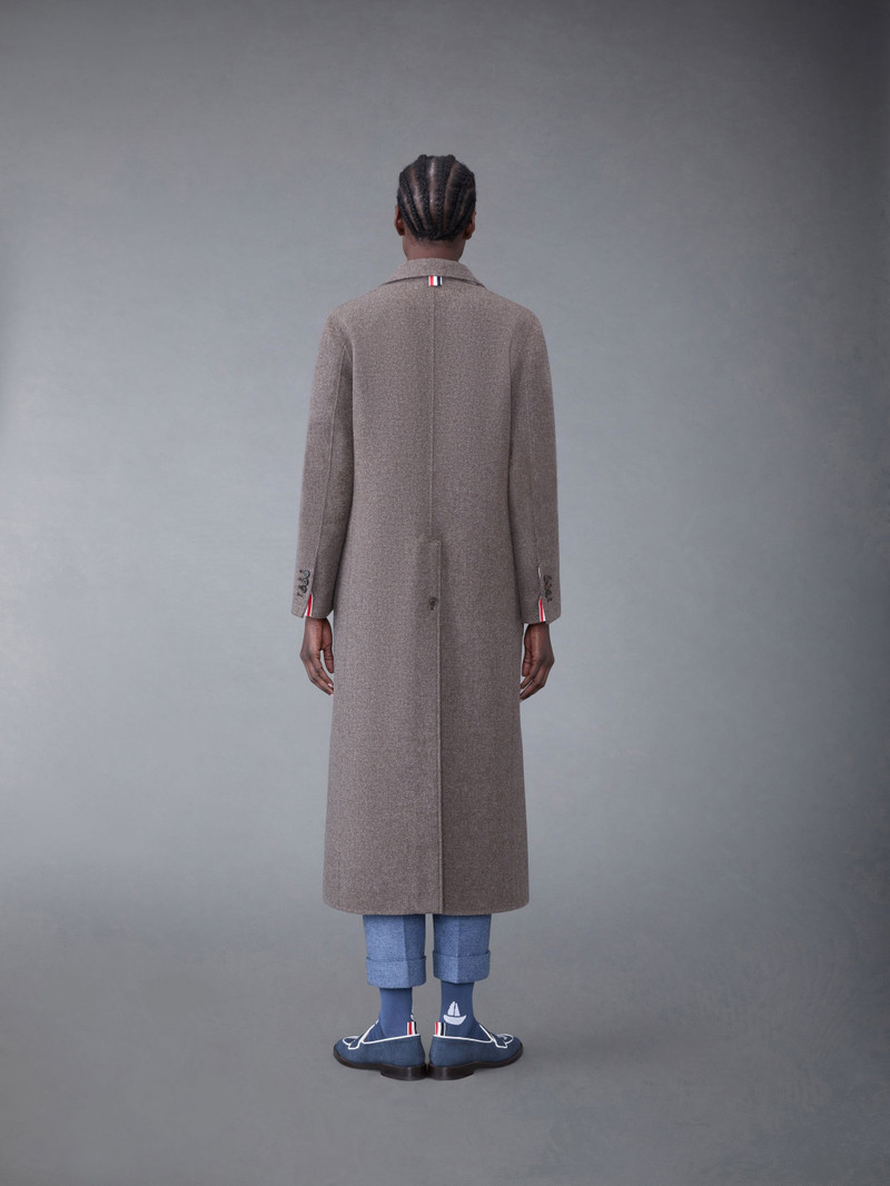 Thom Browne Double Face Melton Whale Elbow Patch Elongated Sack Overcoat outlook