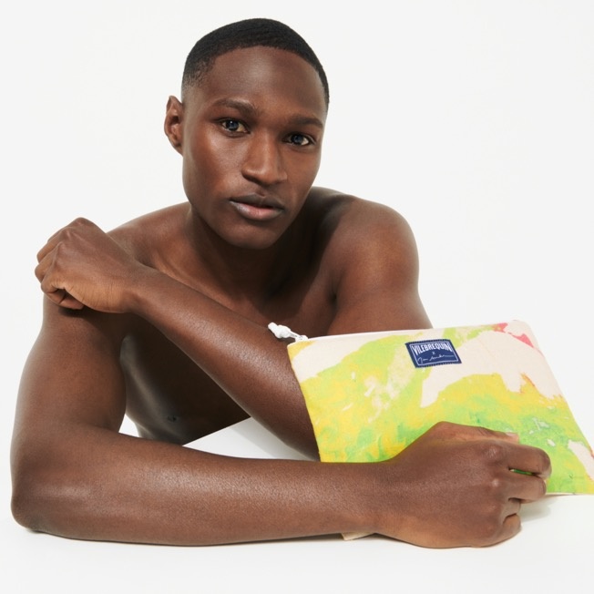 Unisex Linen Beach Pouch Gra - Vilebrequin x John M Armleder - 3